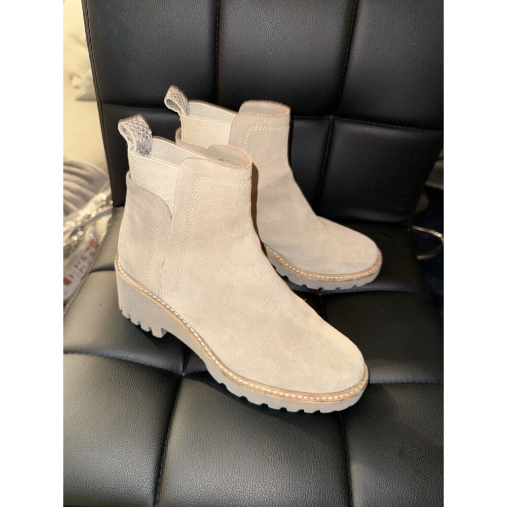 Dolce Vita Beige Suede Chelsea Ankle Boots